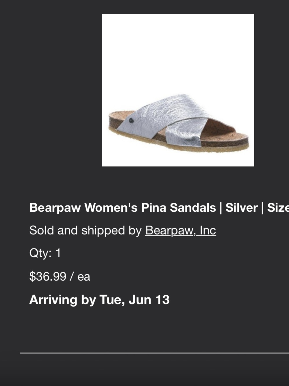 BearPaw Women's Pina Slide Sandals - Silver Metallic